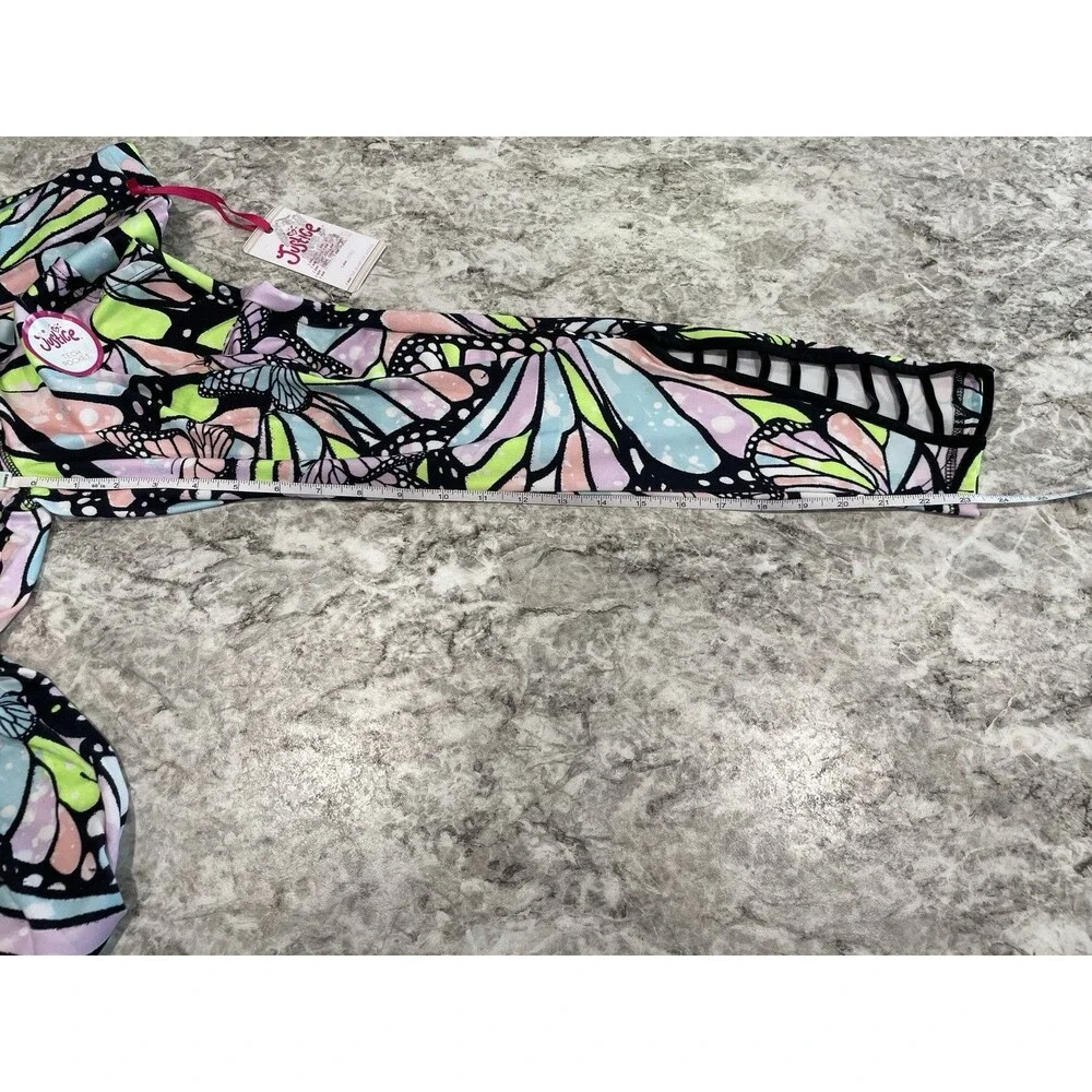 JUSTICE Size 16/18 Butterfly Print Leggings Phone Pockets Ornate Ankle NEW
